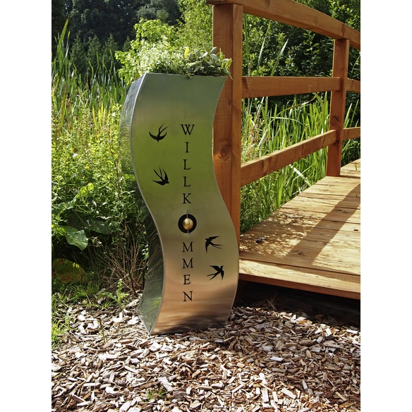 Pflanzsäule »SCHWALBE«, silberfarben, Edelstahl