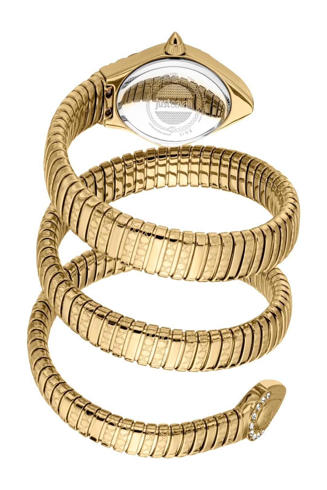 Just Cavalli Snake Gold Color Case Green Dial Gold Color Stainless Steel Watch