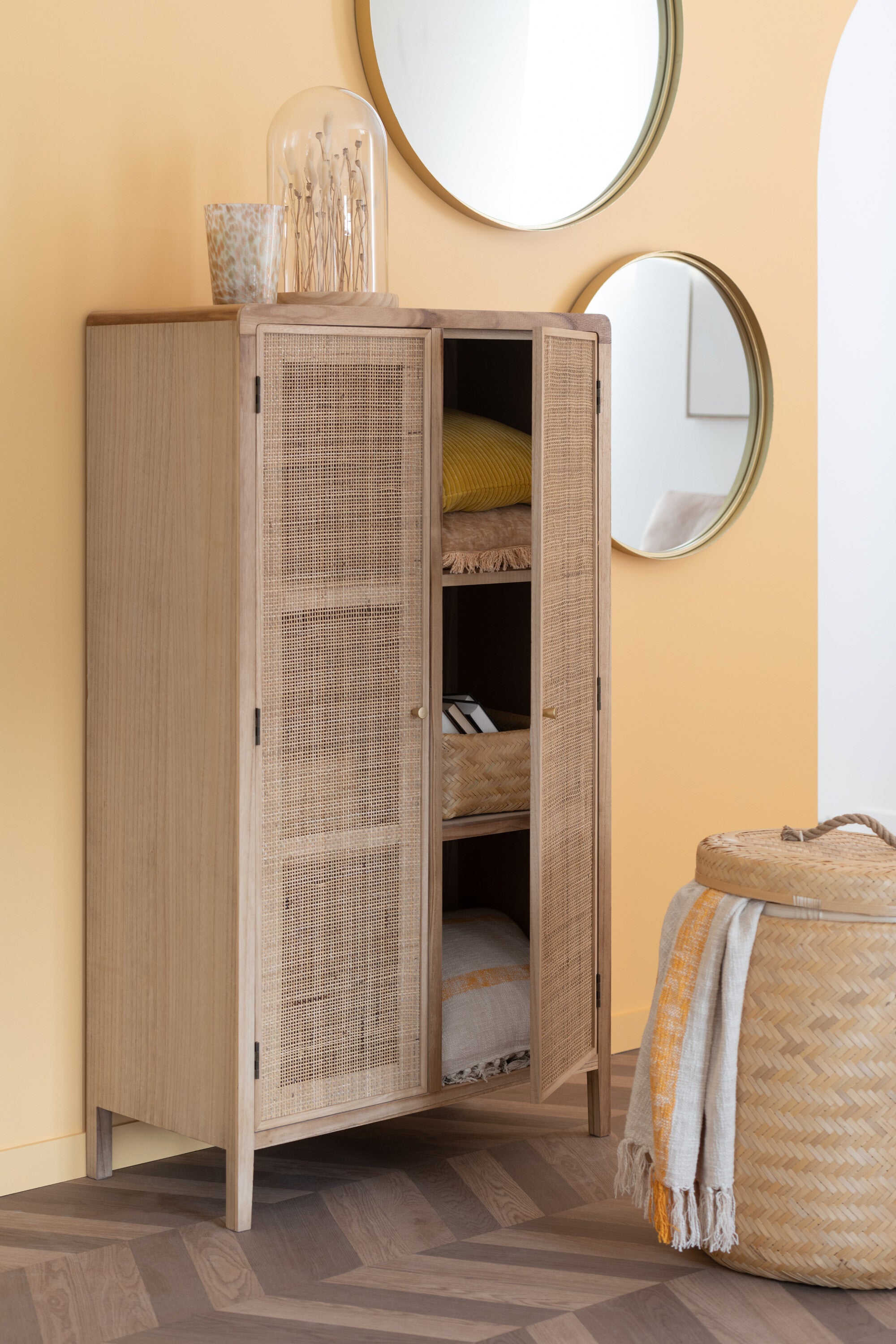 J-Line spiegel Rond Hoge Rand - metaal glas - goud - large - Ø 110 cm
