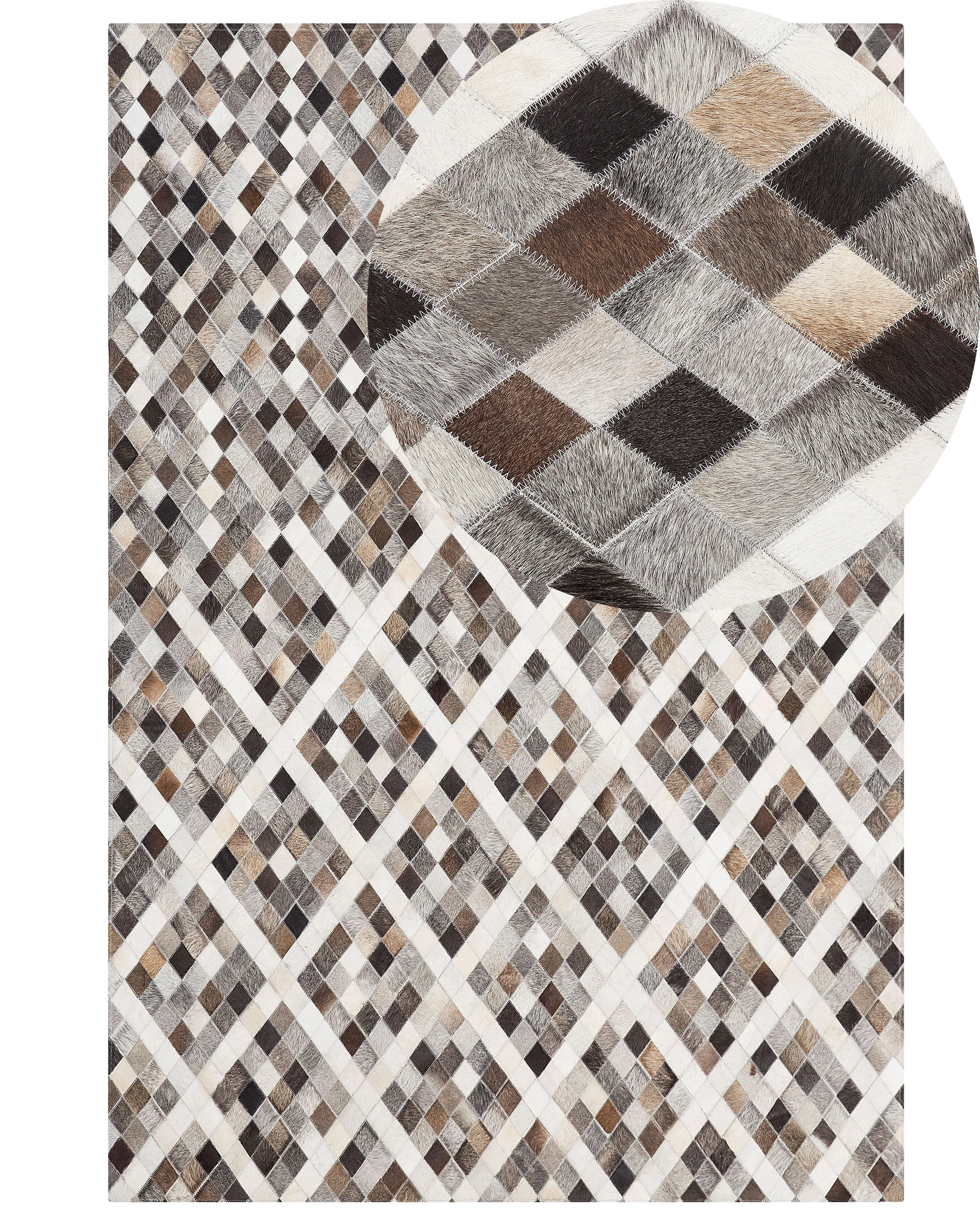 Rug AKDERE Grey 140 x 200 cm Leather