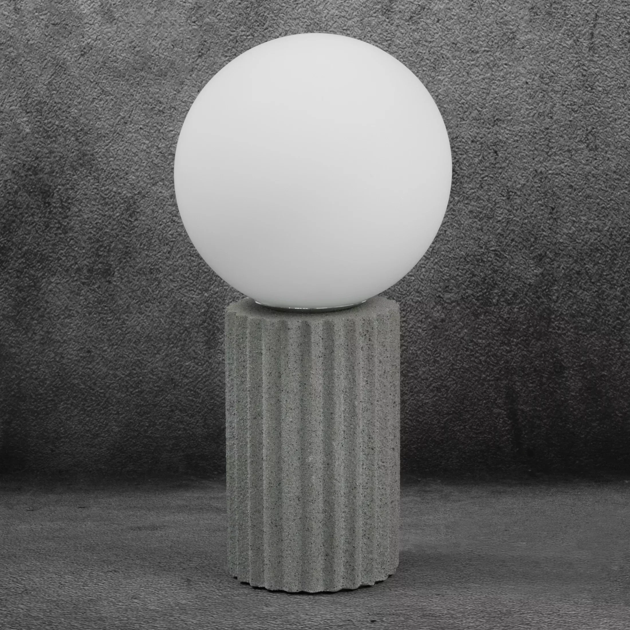 Lampa stołowa nocna biało, popielata ASPEN na podstawie z betonu
