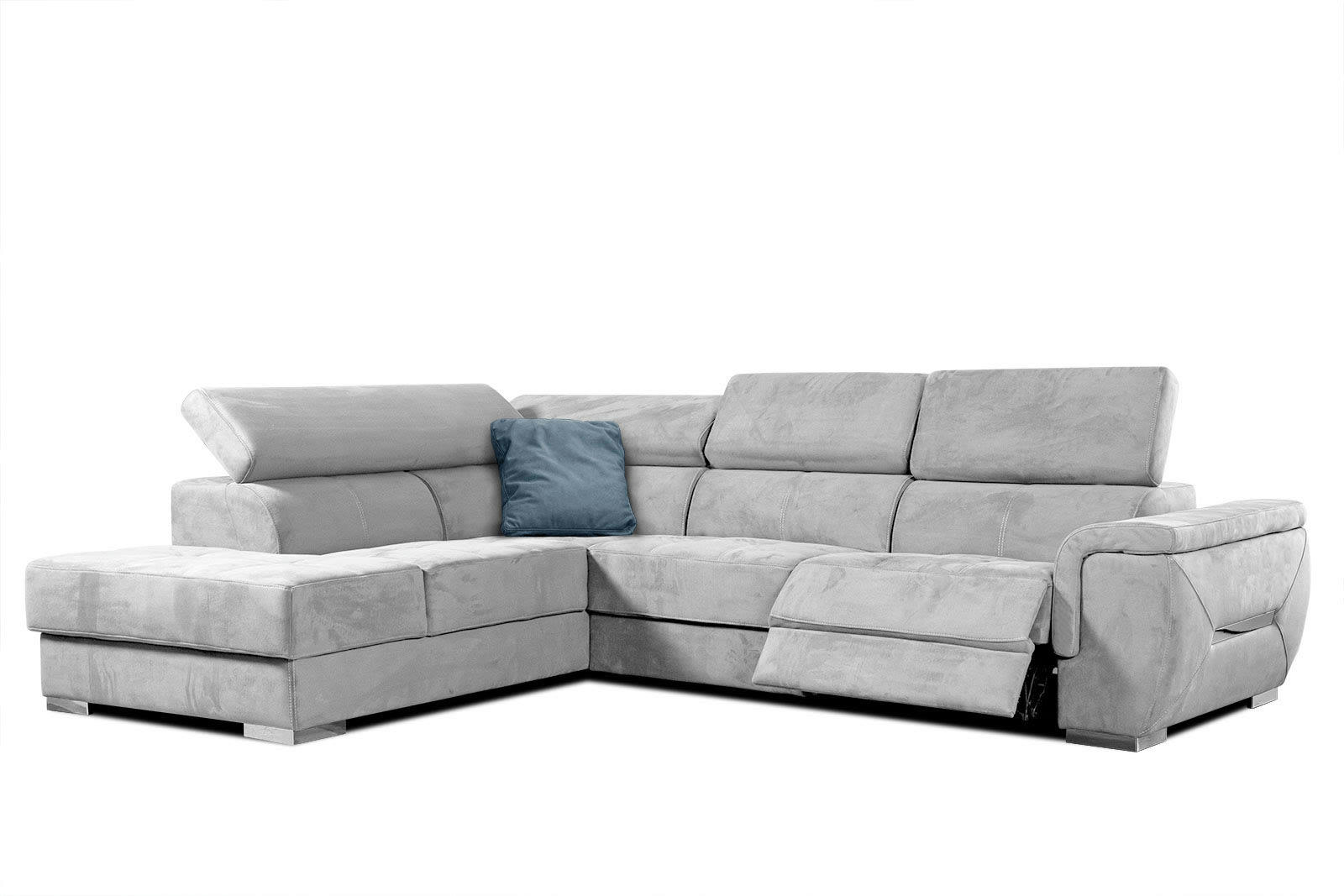 KELTE - Canapé d'angle gauche 5 places avec une relaxation tissu gris