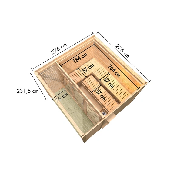 Saunahaus »Saad«, BxTxH: x 276 x 276 x 231,5 cm, 9 kW Ofen, für 5 Personen