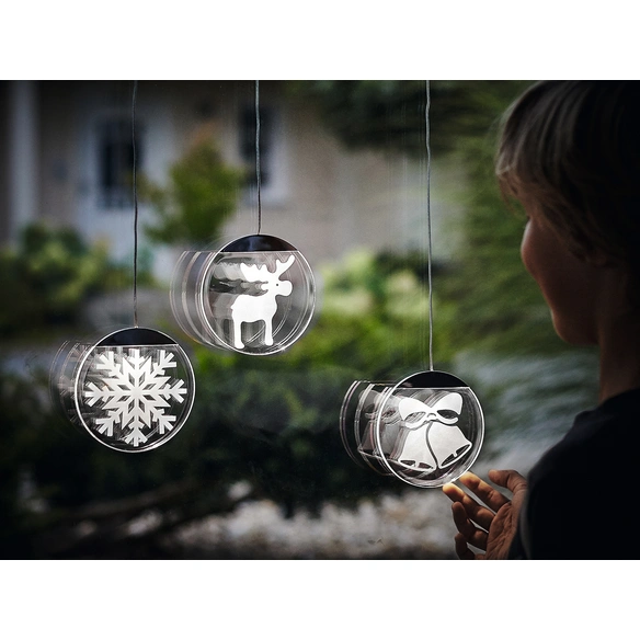 LED-Fensterbild »Lumix Deco Lights«, Glocken, rund, ø: 10 cm, batterie, silberfarben