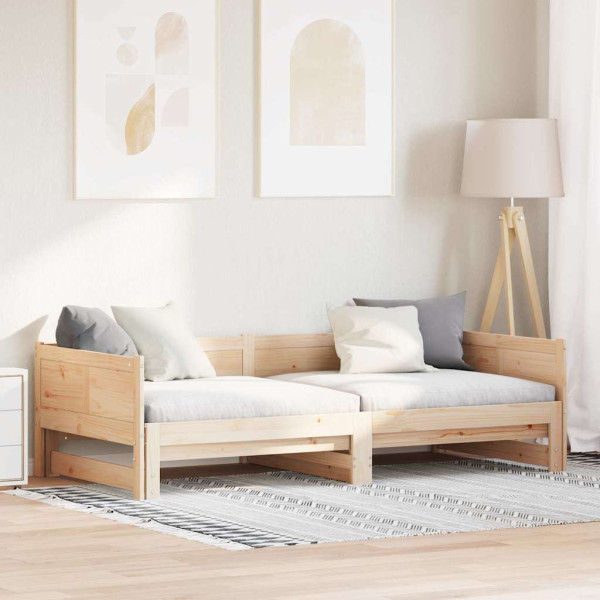 Łóżko Dzienne Rozsuwane Sofa Rama Łóżka Drewniana Brąz 180 x 200 cm