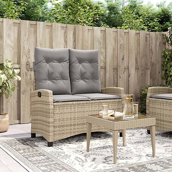 Banc inclinable de jardin avec coussins beige résine tressée vidaXL