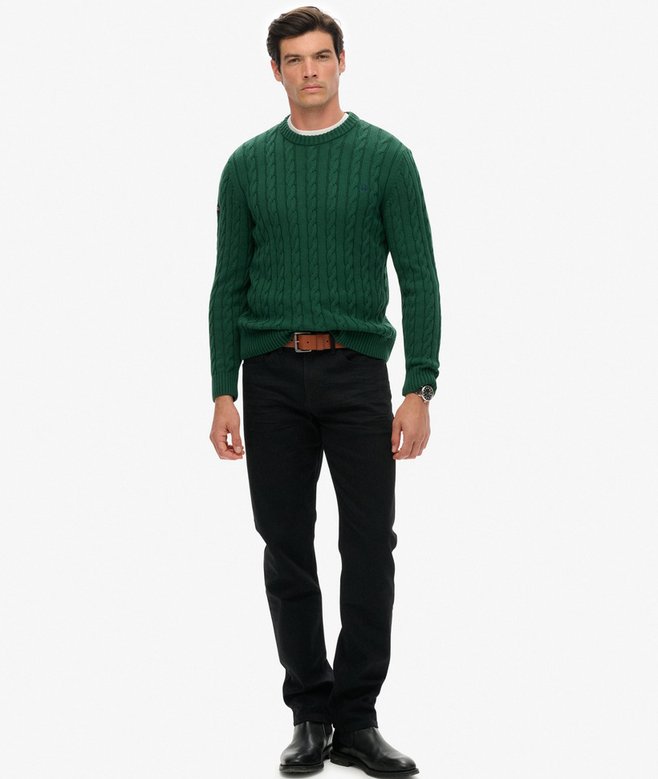 Cotton Cable Knit Crew Jumper