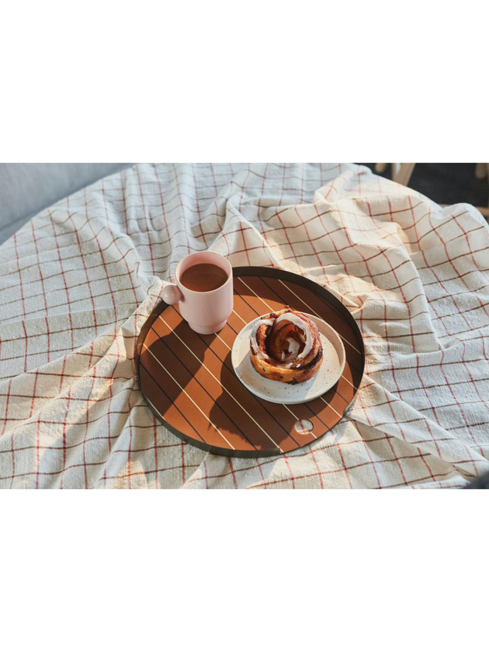 GRID - Serviette de table rayée blanc en coton organique H200x140cm