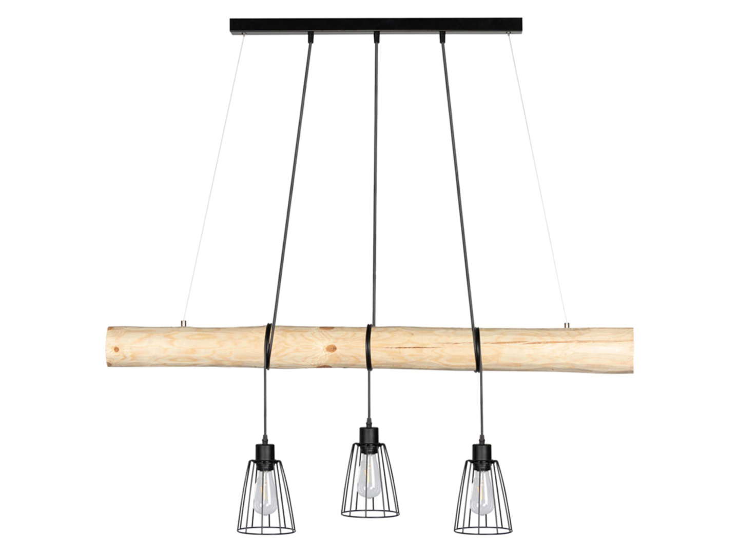 Lampa wisząca Trabo Long 3-punktowa drewniana brązowa