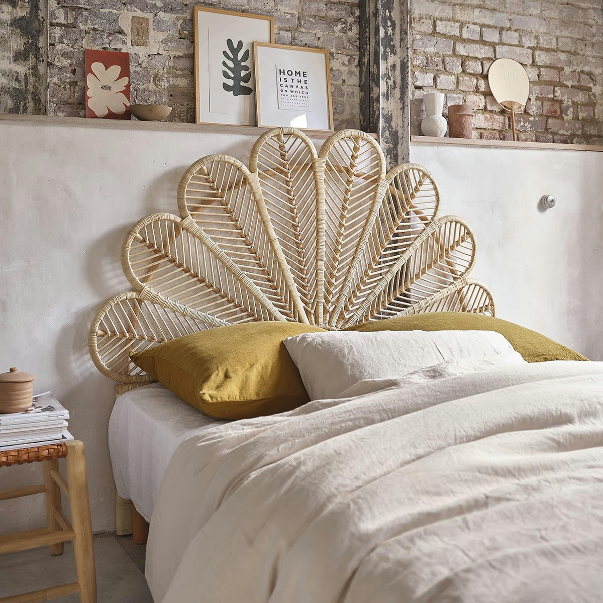 BOHO - Tête de lit bohème en rotin L140