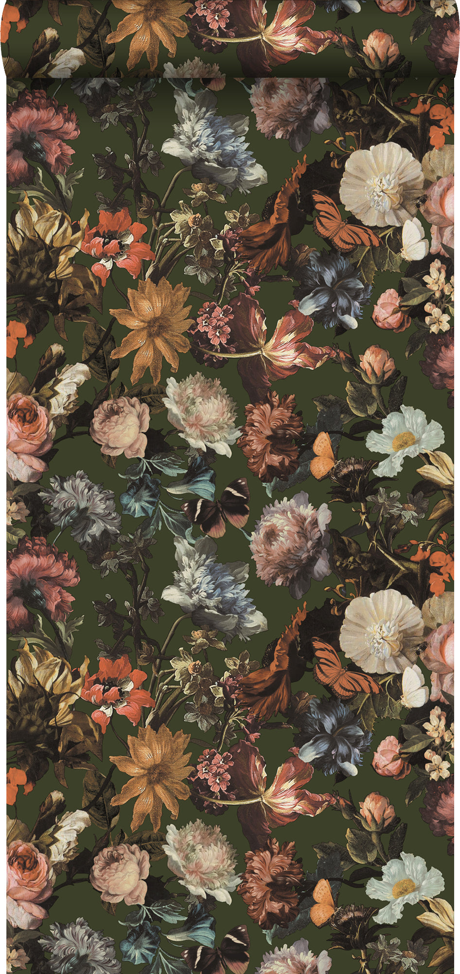 Walls4You behang bloemmotief groen, roze en oranje - 53 cm x 10.05 m - 935329