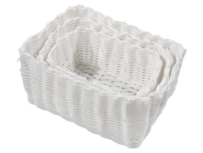 Komplet plastikowych koszyków 3 szt. białe