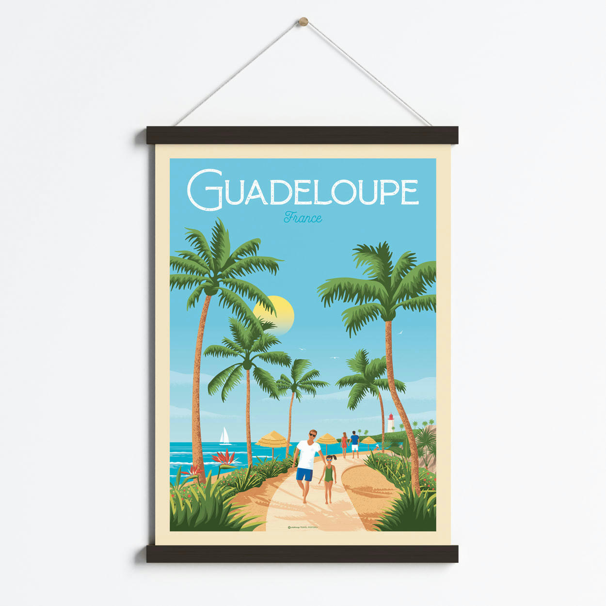 - Affiche La Guadeloupe France + Cadre Magnétique (Noir) 50x70 cm