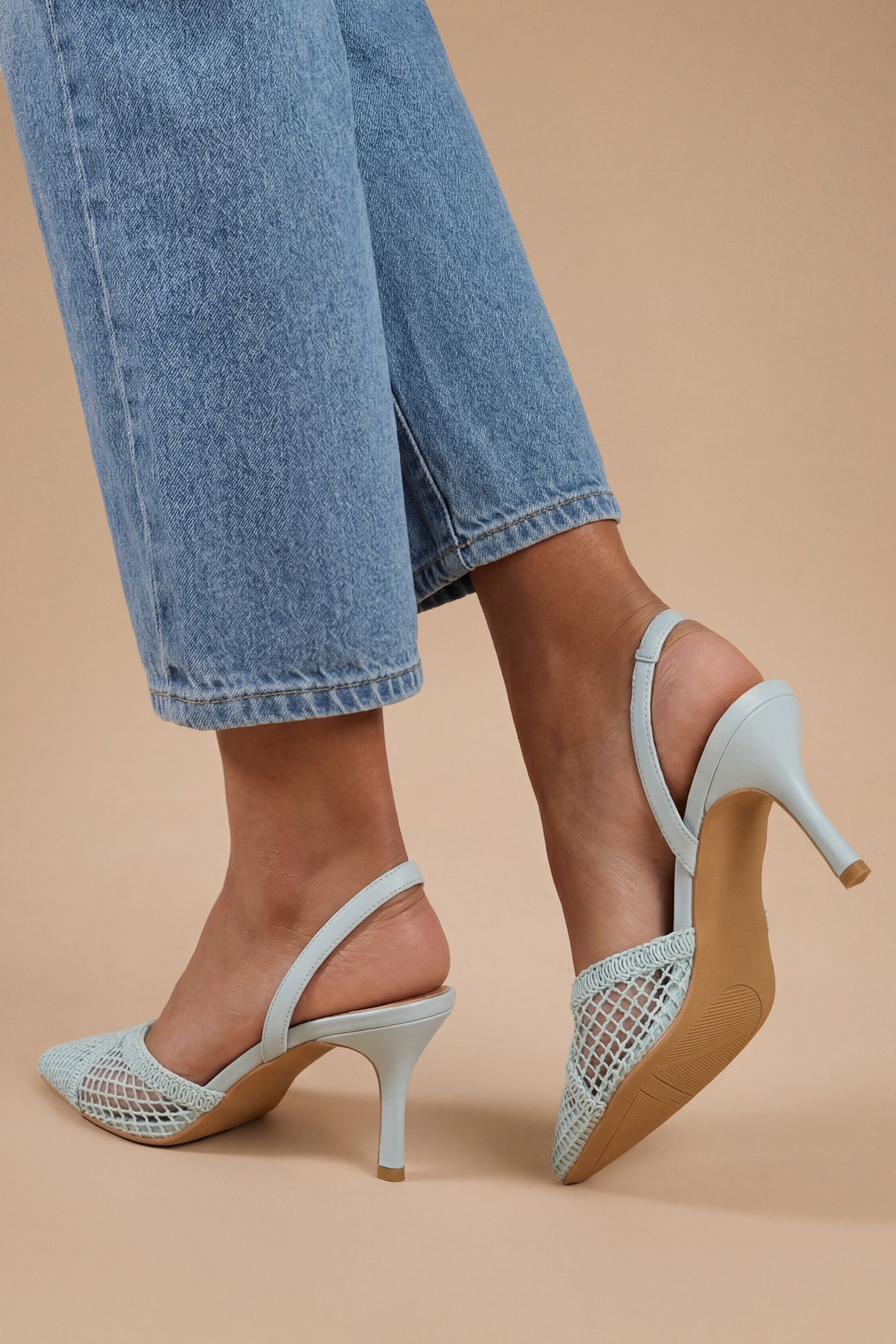 Dorothy Perkins Gracie Mesh Woven 2 Part Slingback Medium Stiletto Heel Court Shoes
