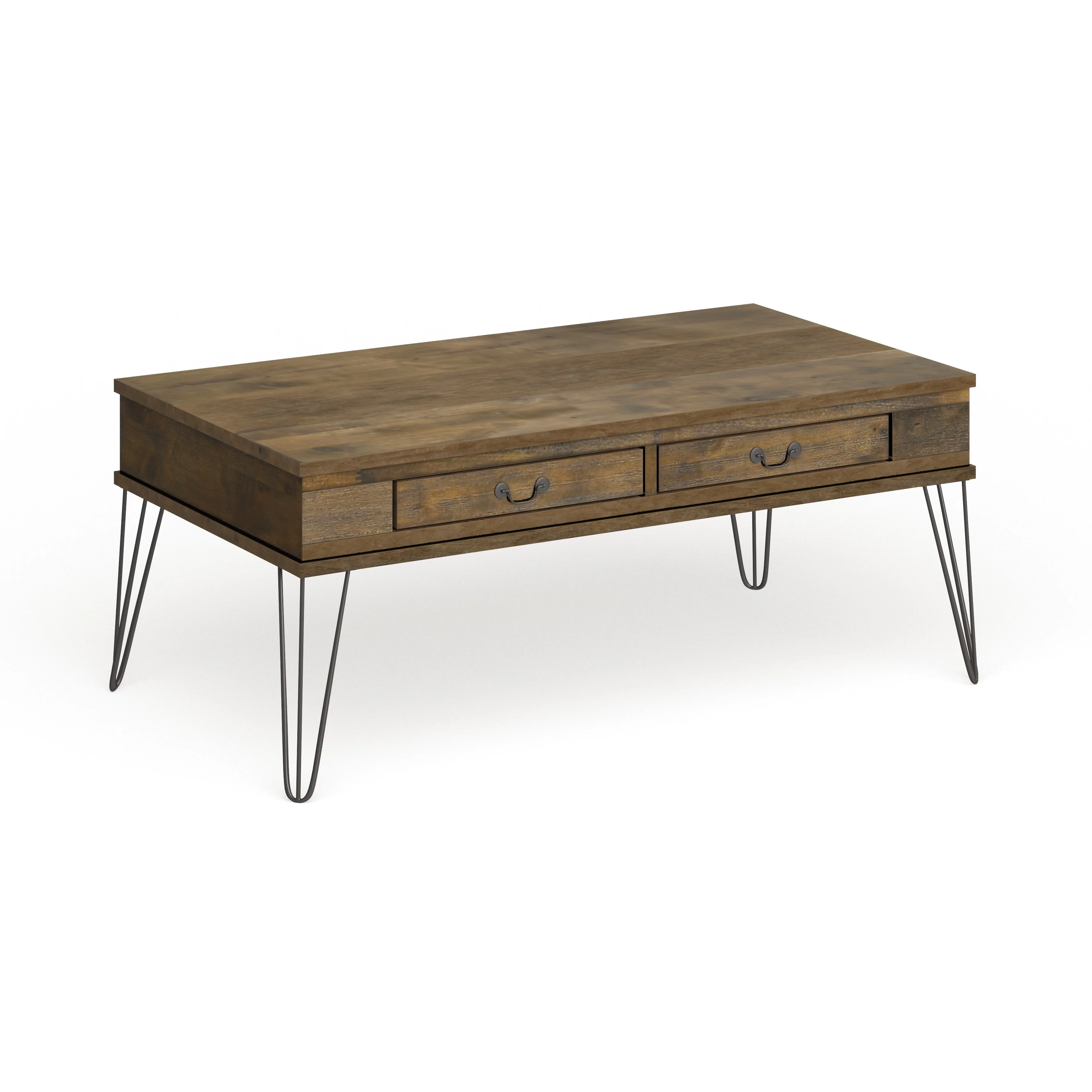 Perrin Industrial Oak 43-inch Rubberwood 2-Drawer Coffee Table by Furniture of America