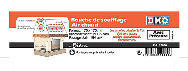 Bouche de soufflage d'air chaud blanche 170 x 170 mm blanc Autogyre