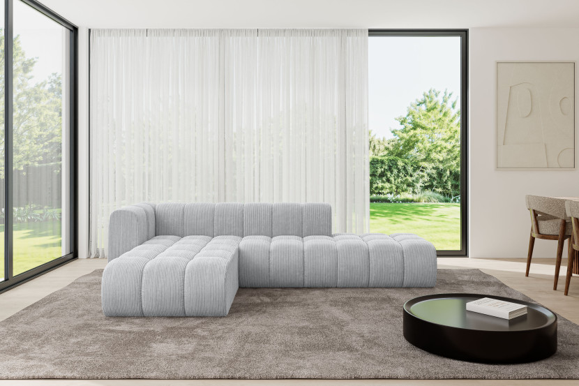 Narożnik lewostronny modułowy Zuvon-L1 - 296x177x70 cm Szary