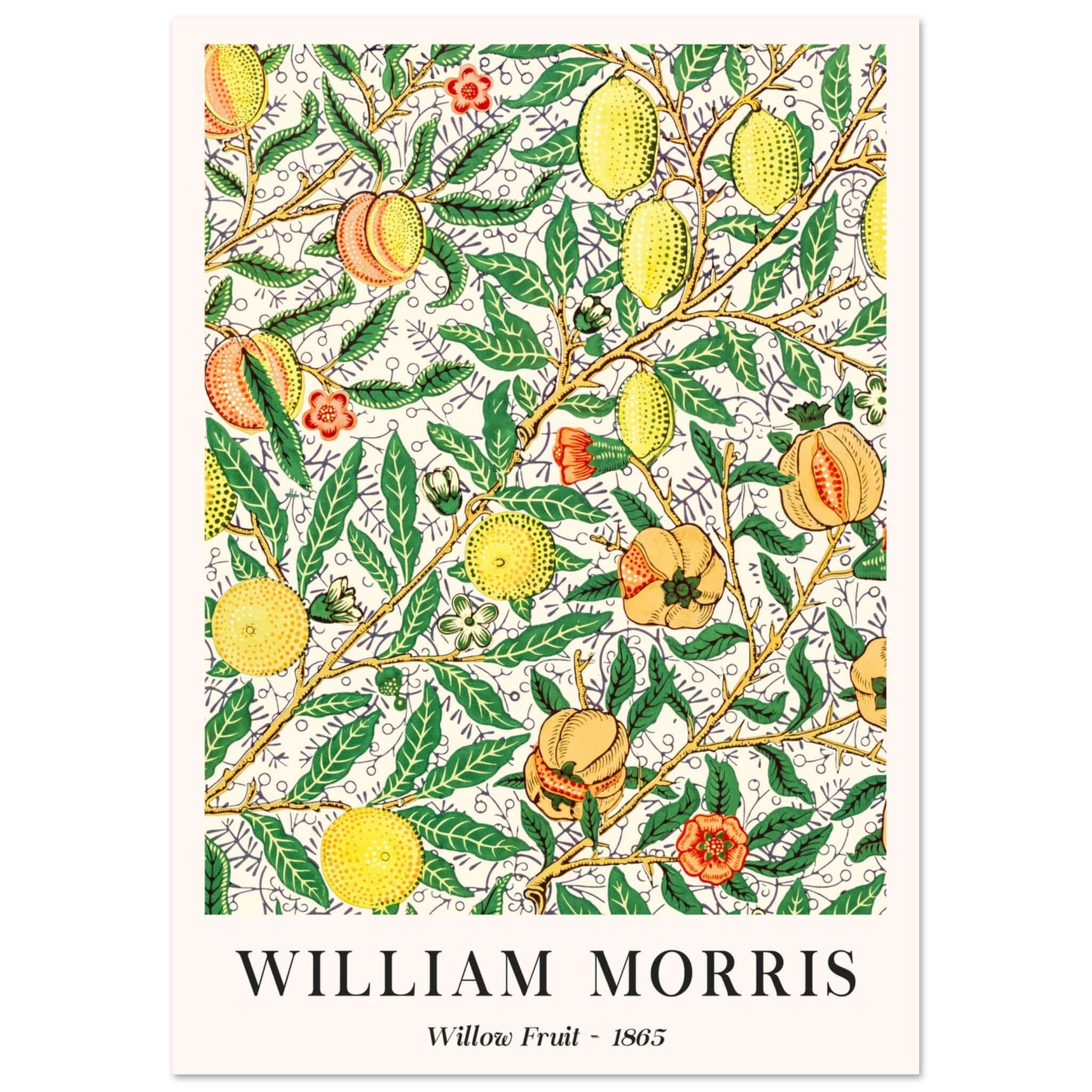 Artfulprints Poster William Morris - Willow fruit  - A4 21x29.7 cm - Groen
