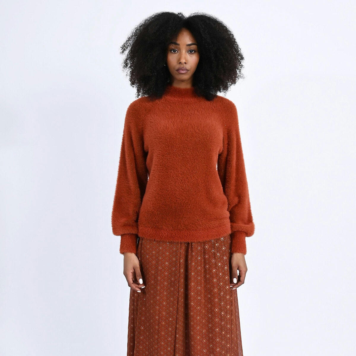 Pull col roulé manches bouffantes