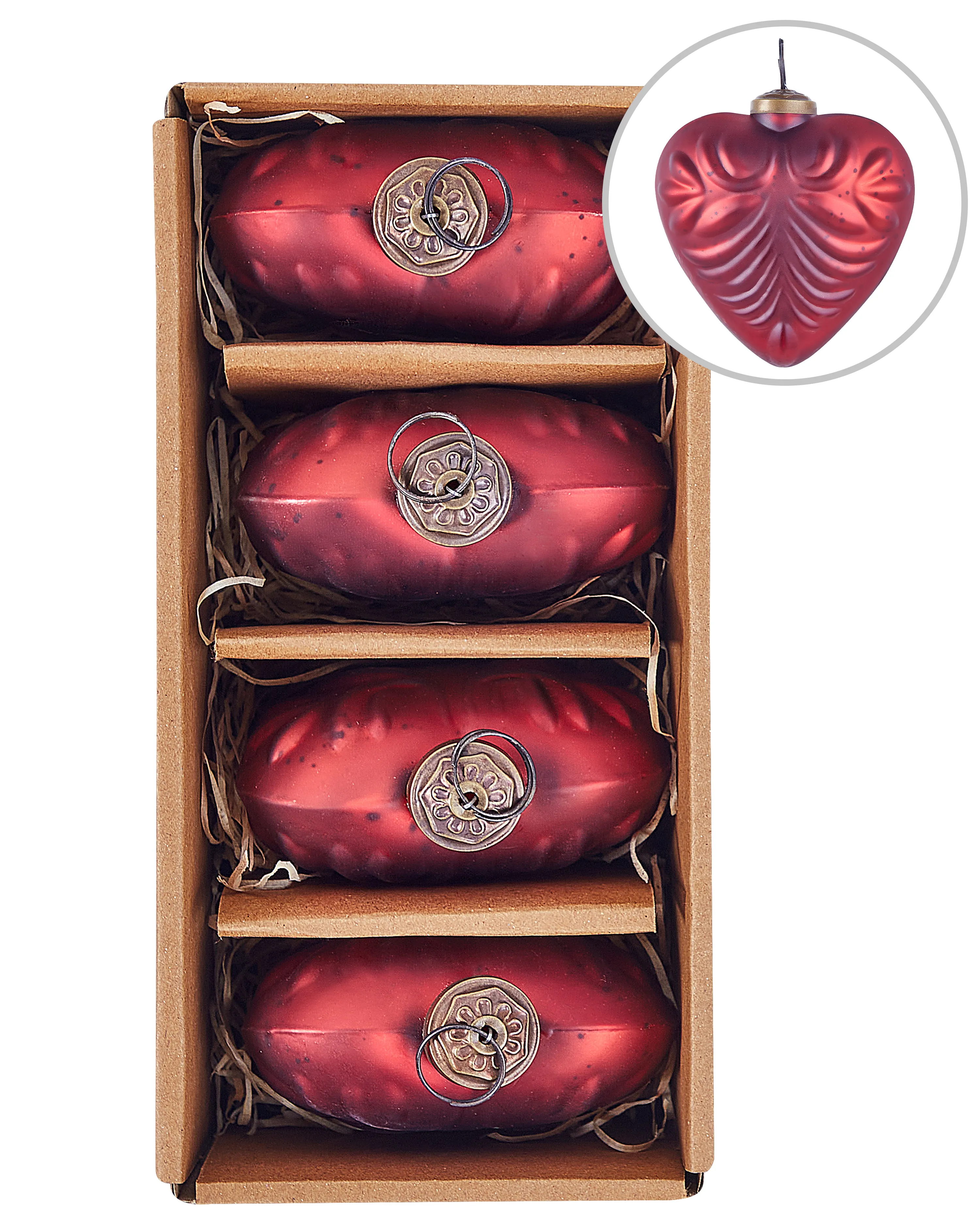Set of 4 Baubles FERIABLE Glass Red
