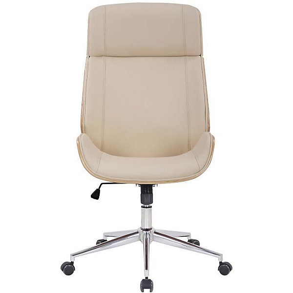 Fauteuil de bureau Varel OVEGNA similicuir crème coque bois 44-52 cm