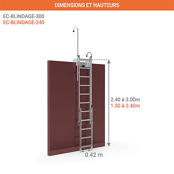 Echelle d'accès réglable - Hauteur d'accès de 2.40 à 3.00m - EC-BLINDAGE-300