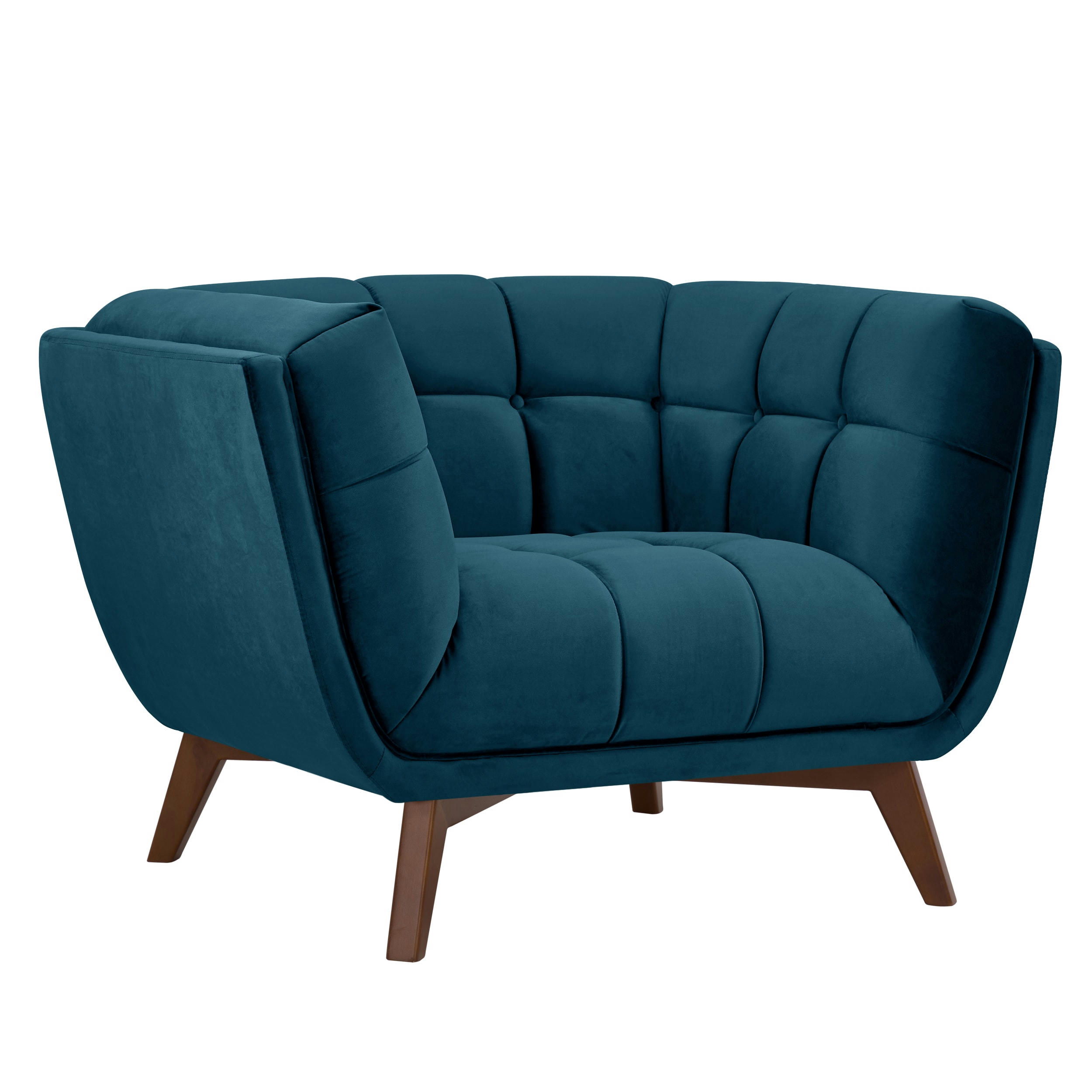 MONA - Fauteuil en velours bleu foncé