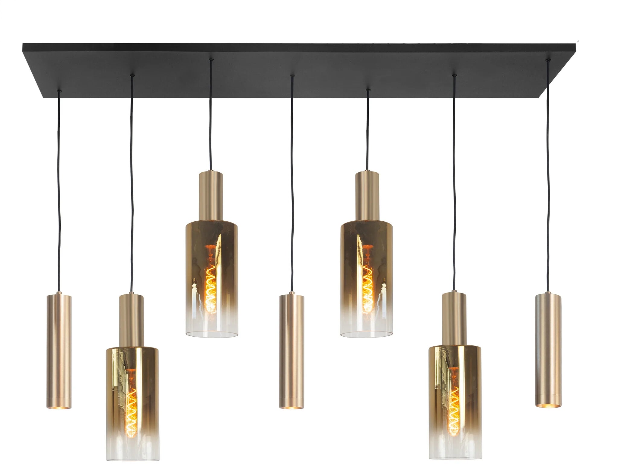 Highlight hanglamp Perugia - 7 lichts - 130 x 165  cm - zwart goud