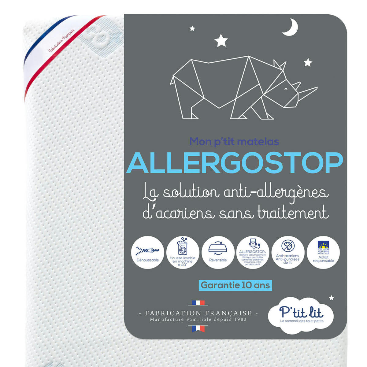 ALLERGOSTOP - Matelas bébé anti acarien et anti punaises de lit 60x120
