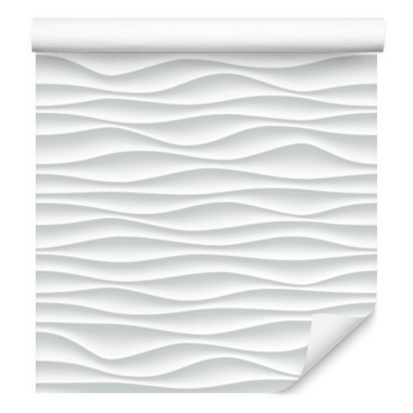 Tapeta Białe Fale Wzór Geometryczny 3D