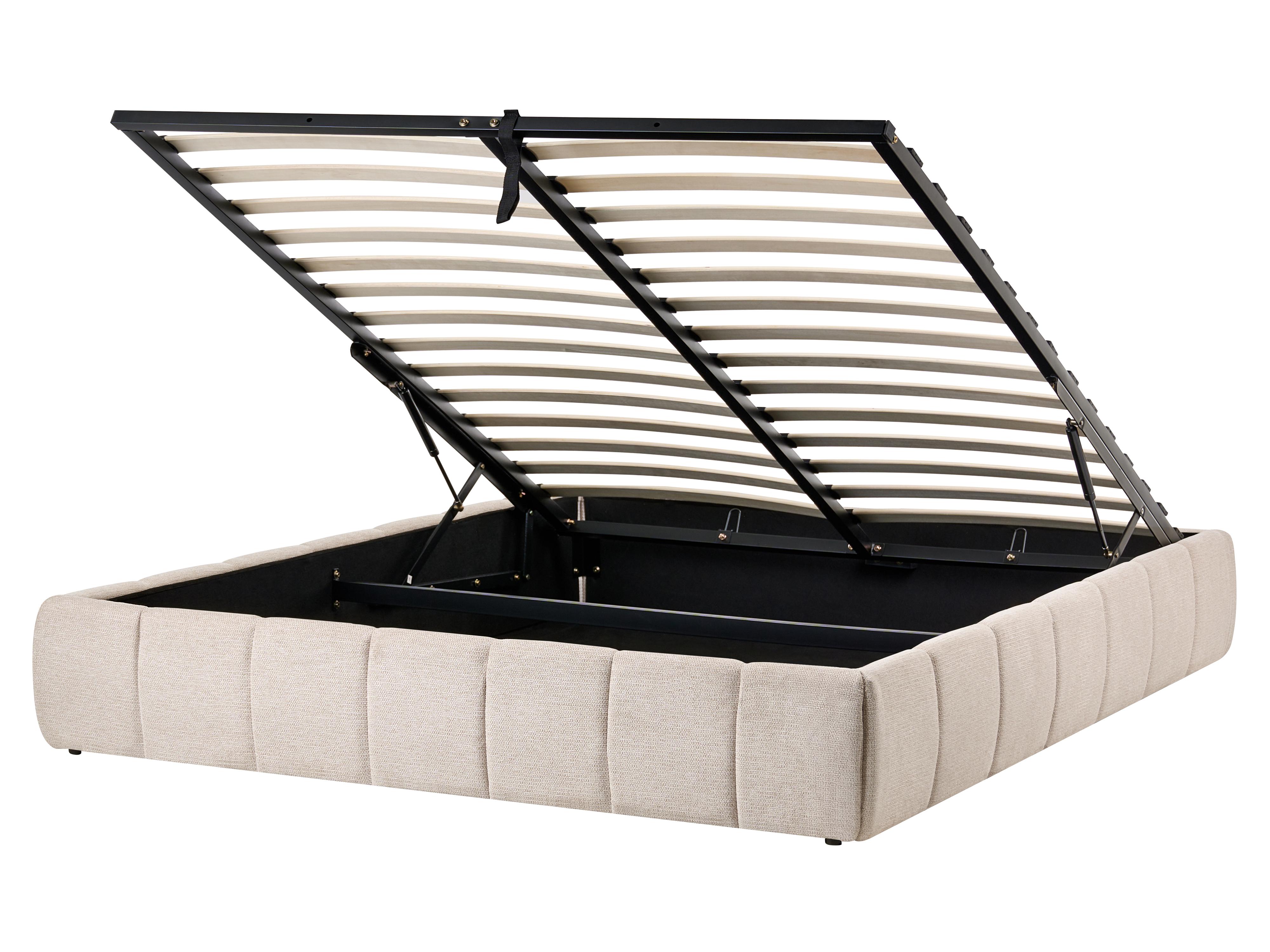 Ottoman Bed without Headboard Fabric GENAS 140 x 200 cm (EU Double) Light Beige