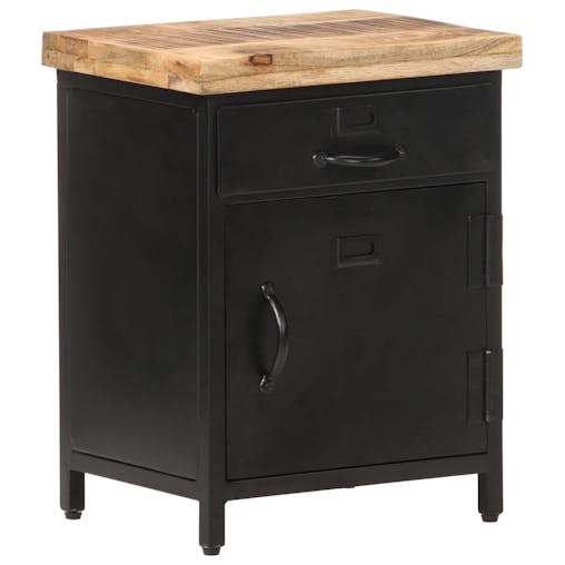 NNEVL Bedside Cabinet 40x30x52 cm Rough Mango Wood