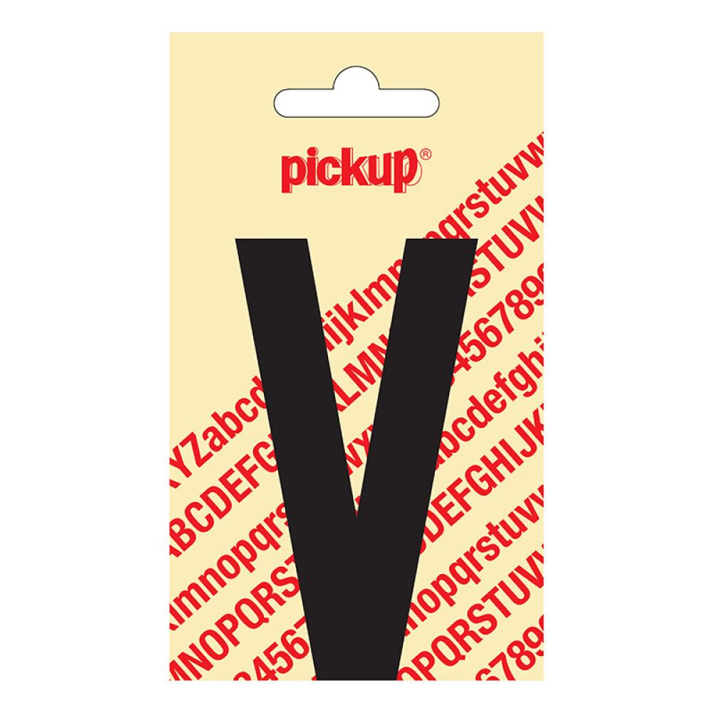 BOKSTAV PICKUP NOBEL V SVART 90 MM SELVKLEBENDE
