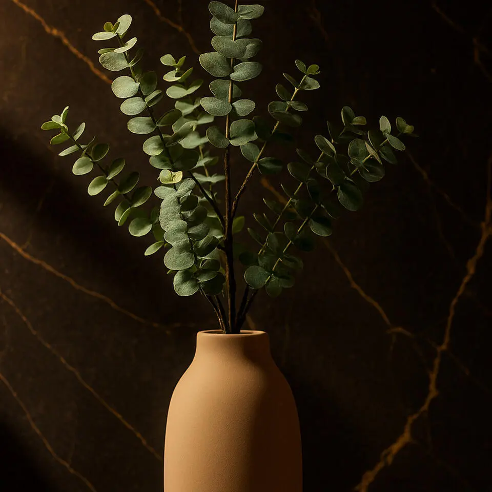 Mica Decorations Kunstblad - eucalyptus - groen - tak - 65 cm