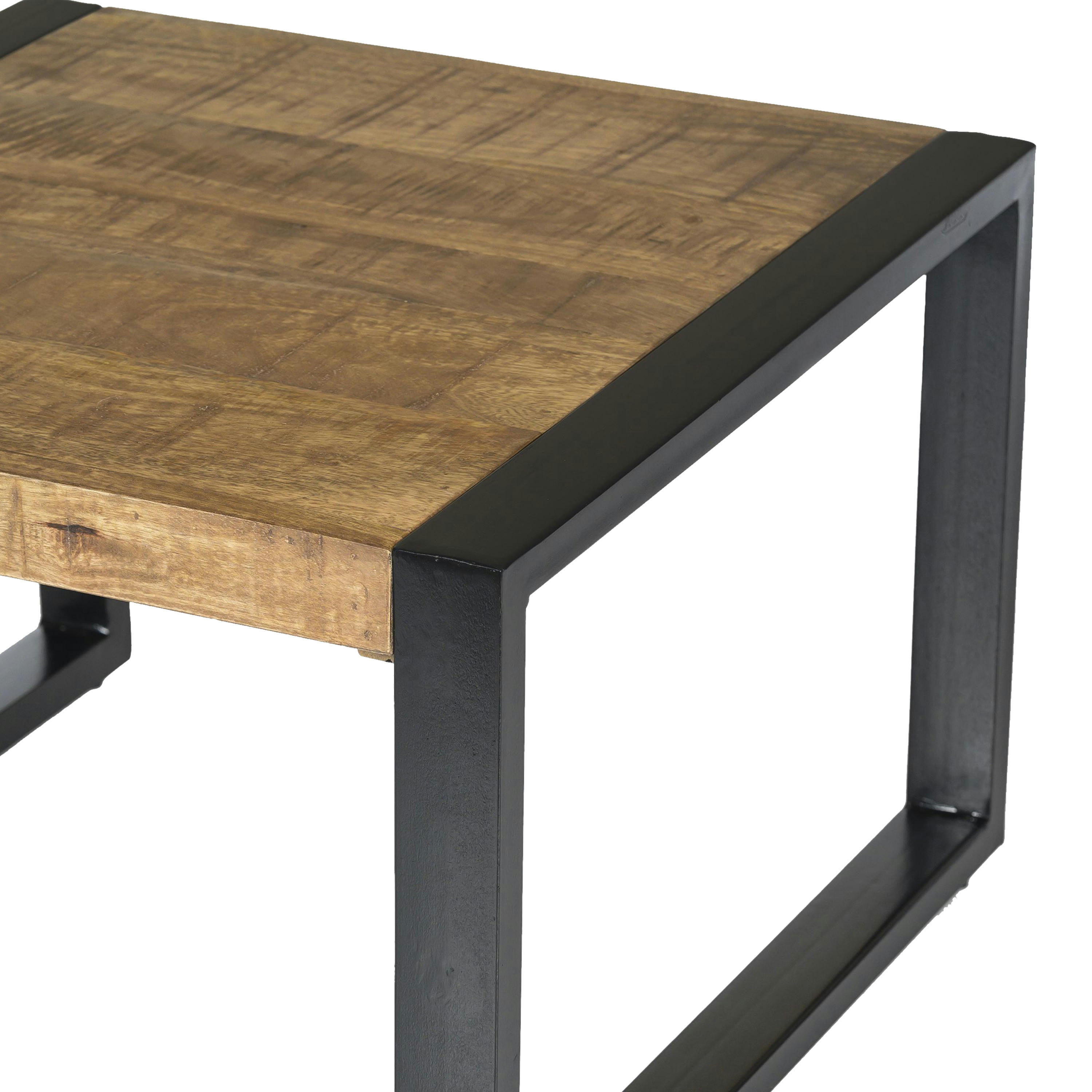 DACCA - DACCA,Table basse carrée 60x60, bois de Manguier massif et métal noir