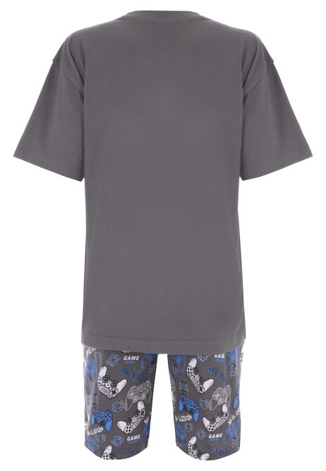 Older Boys Charcoal Gaming Shorts Pyjama Set