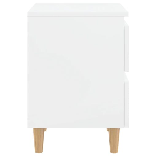 NNEVL Bed Cabinets & Pinewood Legs 2 pcs High Gloss White 40x35x50cm