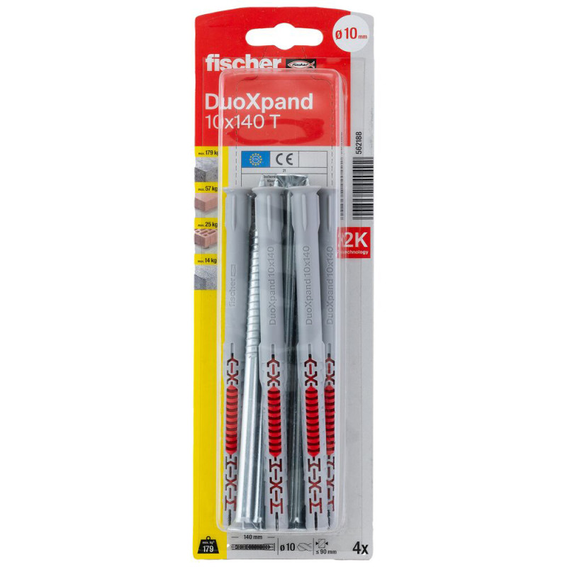 Cheville DuoXpand en nylon avec vis à tête fraisée Ø 10 x 140mm 4 pièces