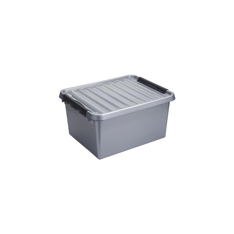 Box de rangement Q-line avec couvercle à clips gris 36 L SUNWARE