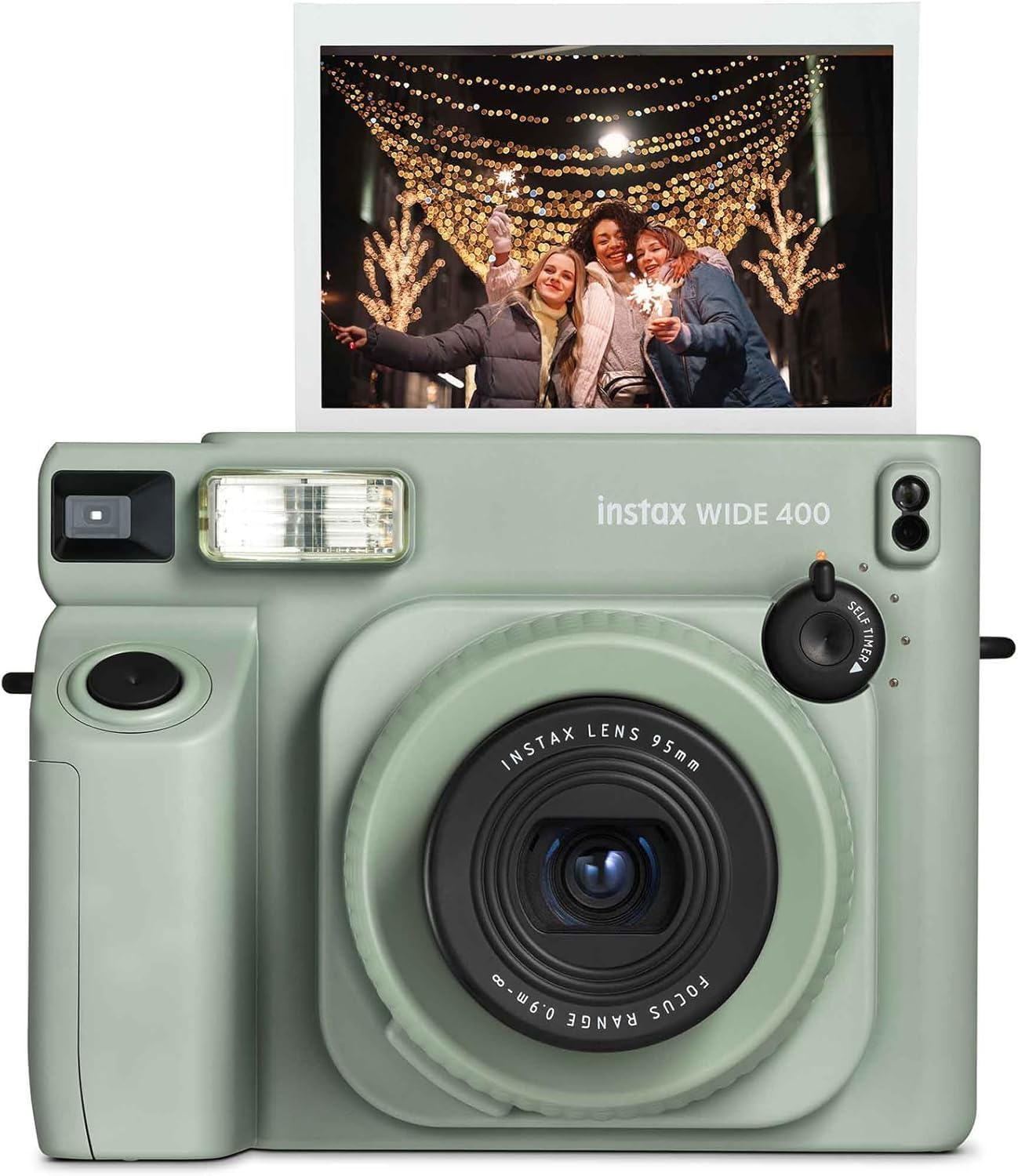 Fujifilm INSTAX Wide 400 Instant Camera - Sage Green with Pixibytes Microfiber Cleaning Cloth (Camera + 2 Wide Twin Packs)
