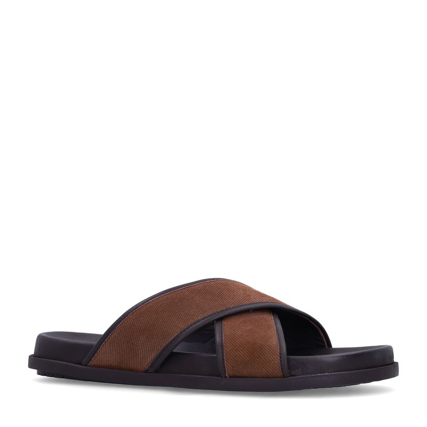 Manfield Bruine suède slippers