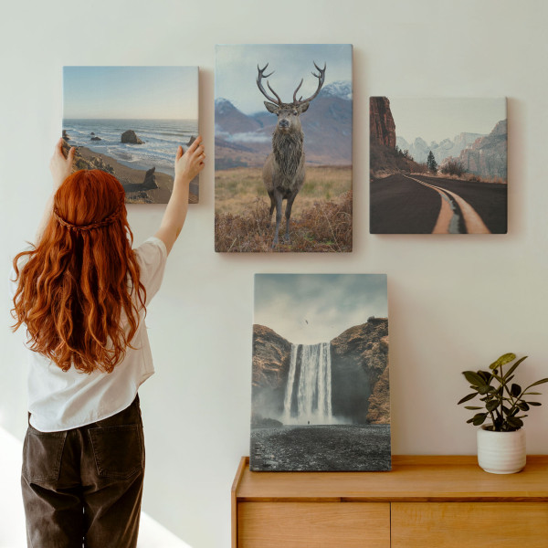 Obraz canvas 4 częściowy Góry wodospad plaża |40x40, 40x60| Wallfluent