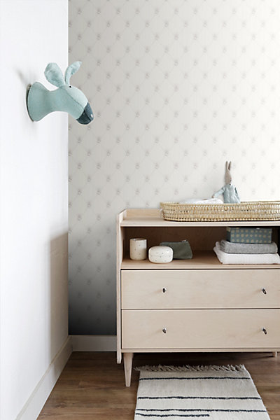 Origin Wallcoverings papier peint capitonné blanc et gris clair 53 cm x 10.05 m