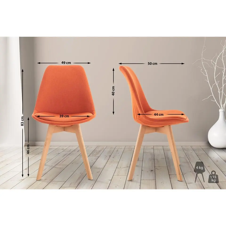 CLP Eetkamerstoel Linares natura Frame - Stof - oranje