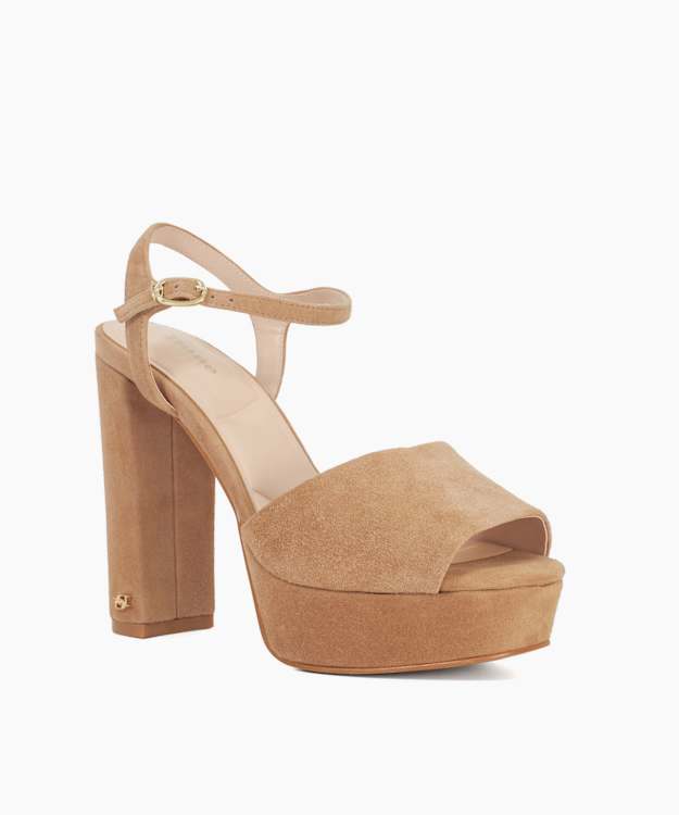 Mayci Camel - Suede Platform Open Toe Sandals
