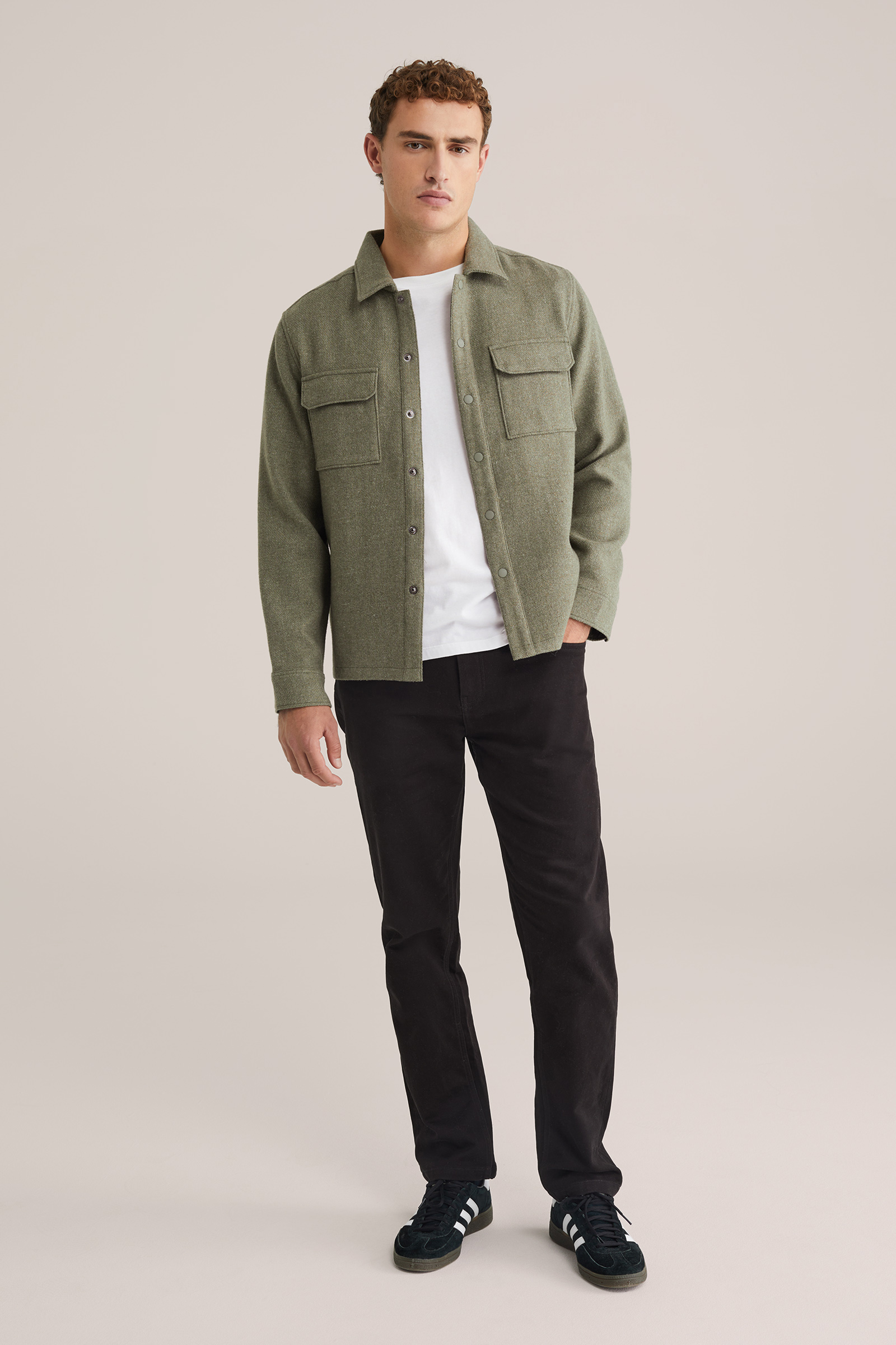 Heren regular fit overshirt van wolmix