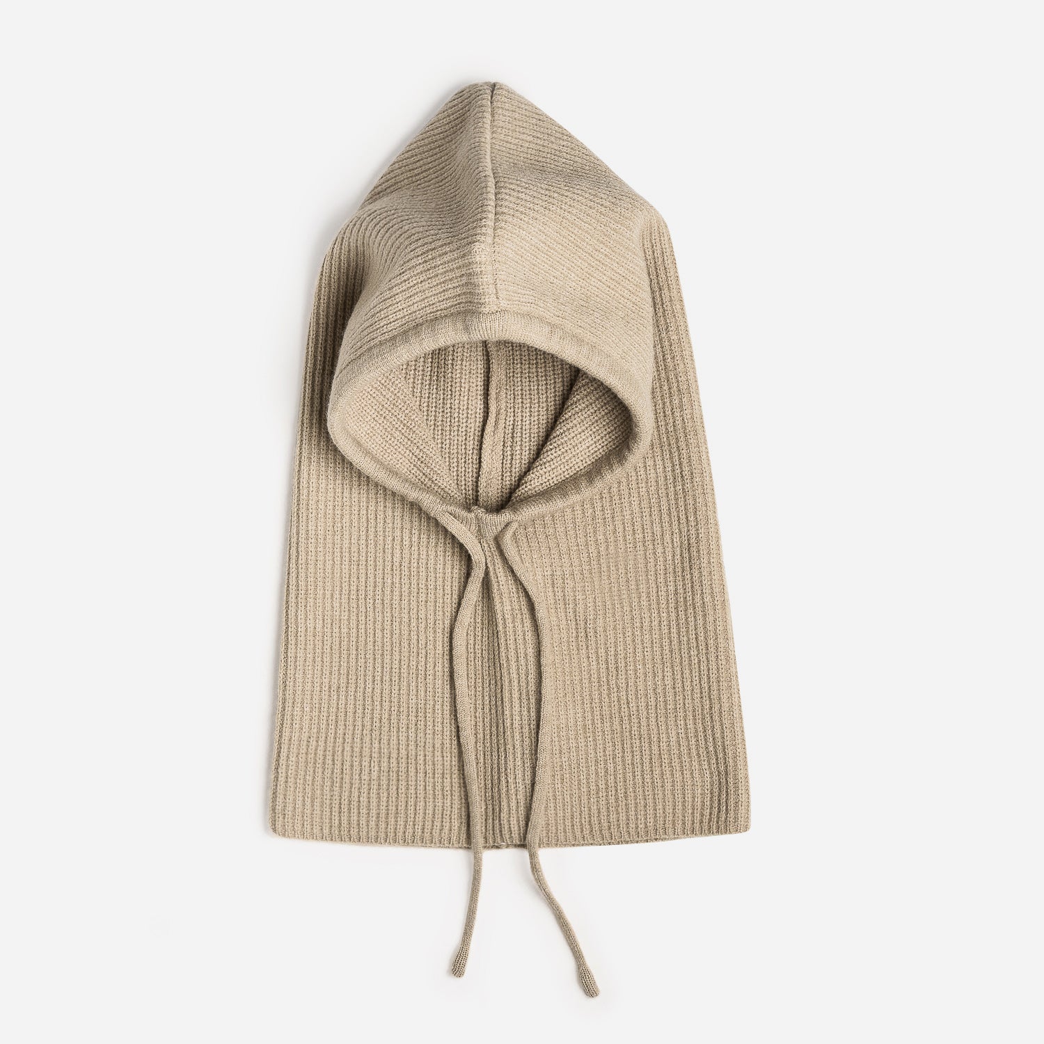 Cagoule beige tricot côtelé