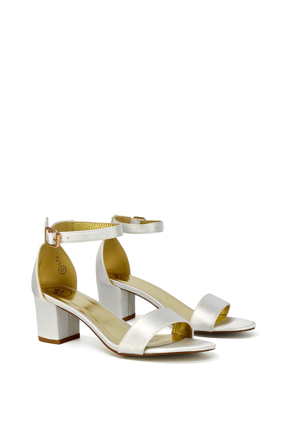 XY London Rita' Buckle Up Ankle Strap Low Mid-Block High Heel Sandals