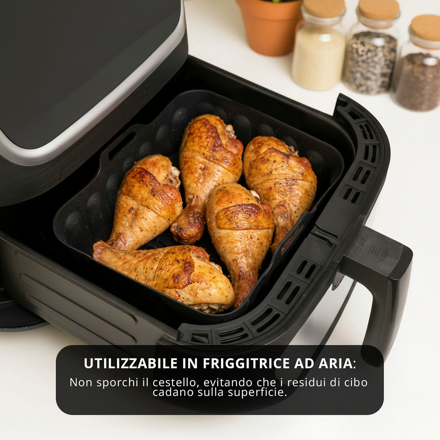 Teglia 21x14 cm silicone per friggitrice ad aria nera