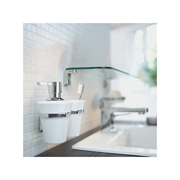 Gobelet àfixer PorcelaineAcier chromé MAX LIGHT Blanc Spirella